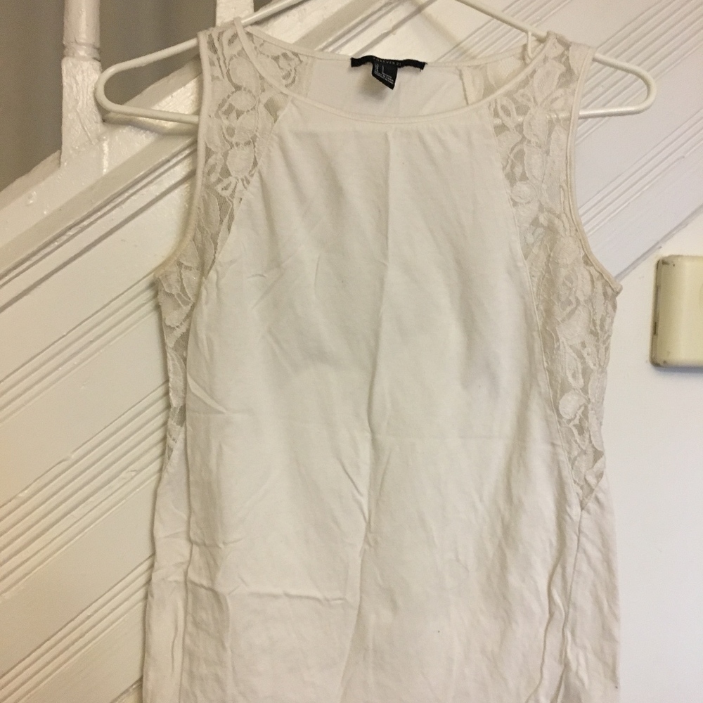Tank, White Lace on Sides